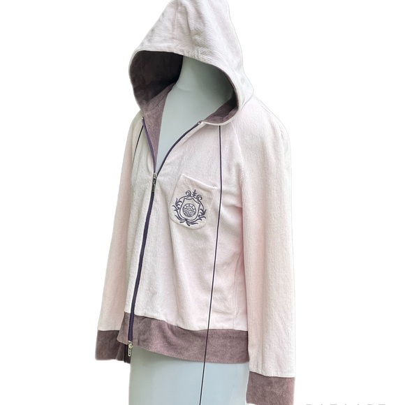 Louis Feraud Pink Brown Hoodie Double Zipper Long Sleeves Great Condition - Picture 4 of 12